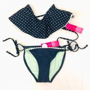 NWT - Xhilaration Navy Polka Dot Bikini - Size XS